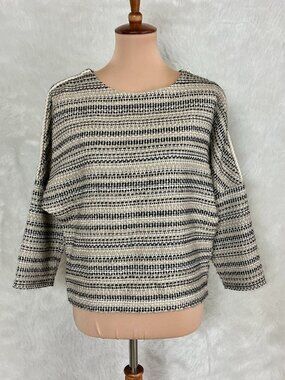 Sessun Gray, Cream Angeni Cotton Wool Blend Woven Sweatshirt XS